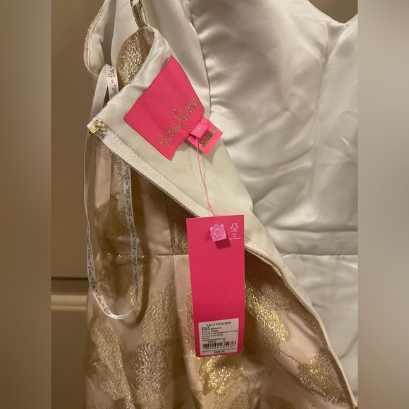 Lilly Pulitzer Alisalynn Floral Brocade high-low dress NEW 6 Gold Valentine’s - Picture 10 of 11